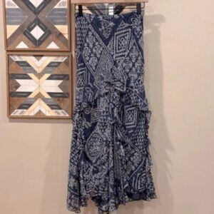 Vintage Ralph Lauren Black Label Boho Silk Ruffle Midi Skirt 2